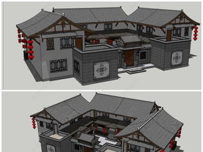 精品中式古典風格大院別墅建筑SU模型設計解析與獲取指南